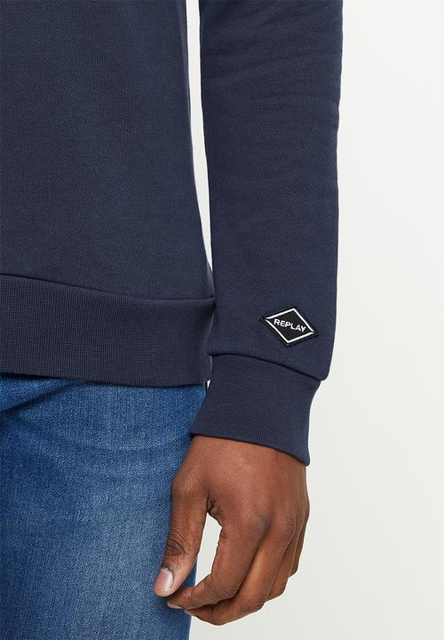 Replay - Replay side printed logo sweat crew - navy