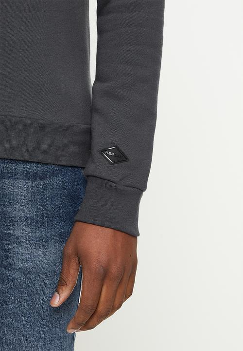 Replay - Replay utility logo crew sweat - charcoal