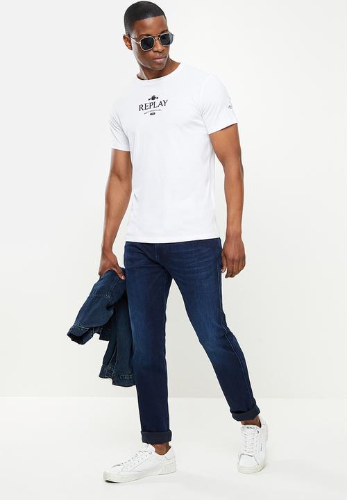 Replay - Replay chest print tee - white