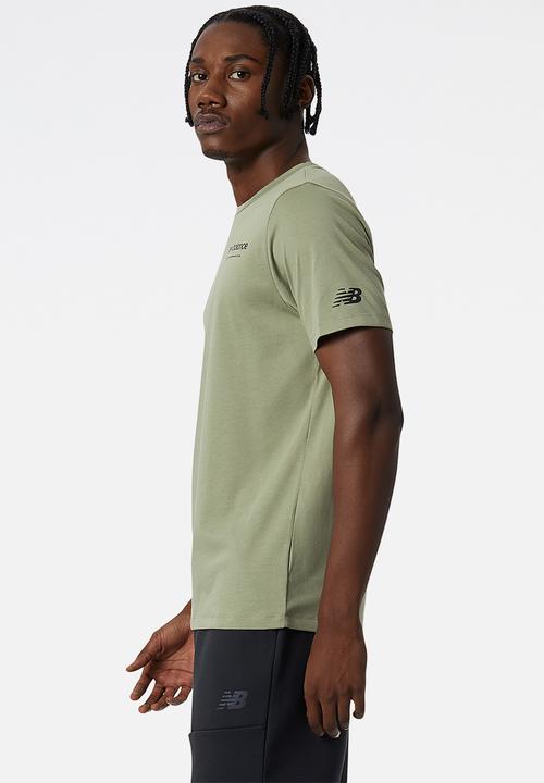 New Balance  - Tenacity Heather Tech SS Print  Tee - Olive leaf