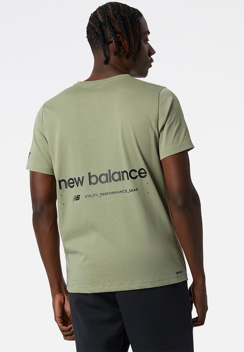 New Balance  - Tenacity Heather Tech SS Print  Tee - Olive leaf