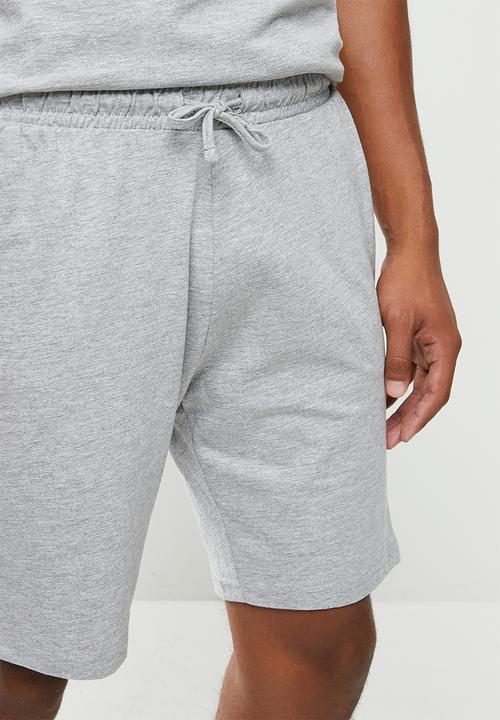 Brave Soul - Zucchini plain short sleeve lounge set - light grey marl