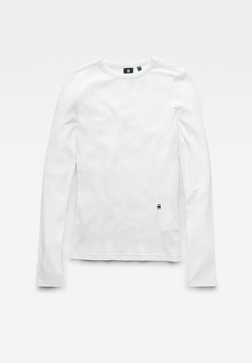 G-STAR - Slim rib longsleeve tee - white