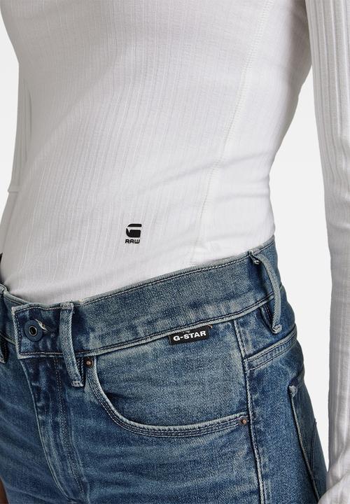 G-STAR - Slim rib longsleeve tee - white