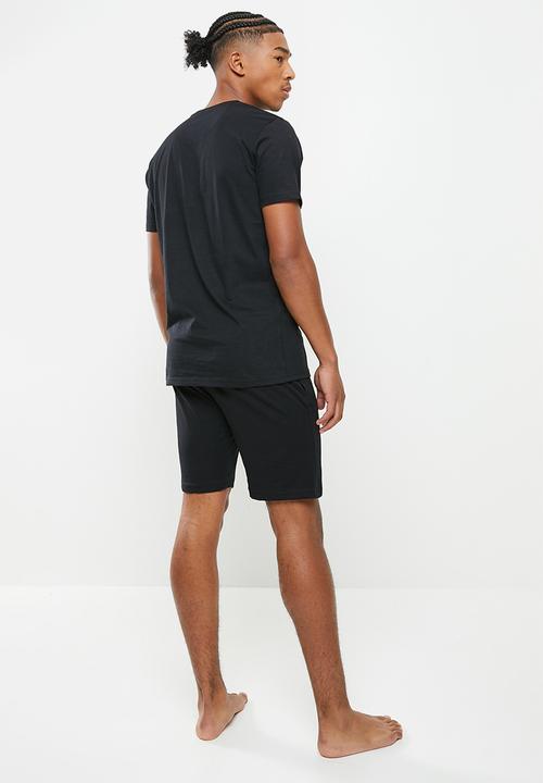 Brave Soul - Zucchini plain short sleeve lounge set - jet black