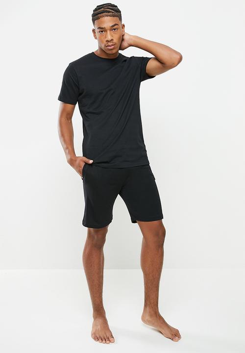 Brave Soul - Zucchini plain short sleeve lounge set - jet black