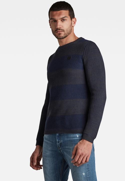 G-STAR - Stripe r knit - cloack/servant blue