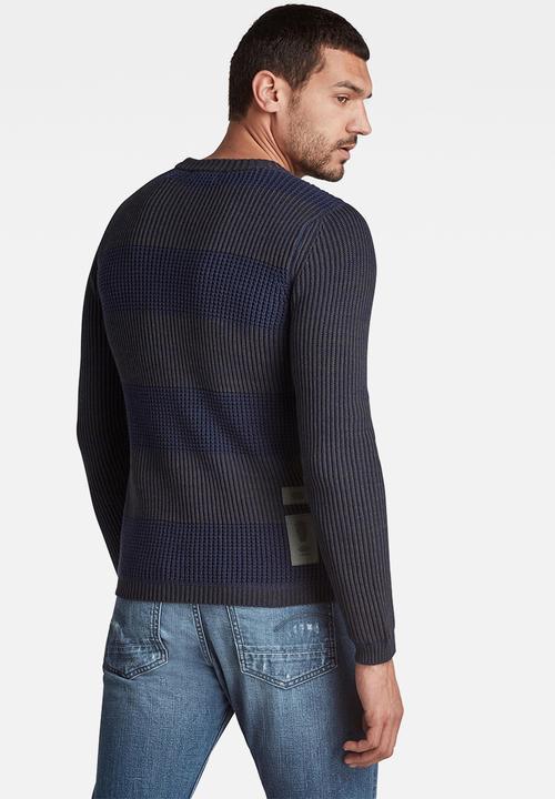 G-STAR - Stripe r knit - cloack/servant blue