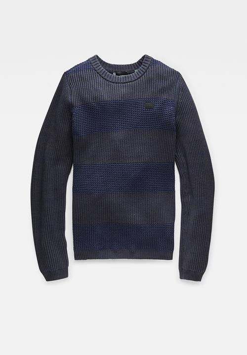 G-STAR - Stripe r knit - cloack/servant blue