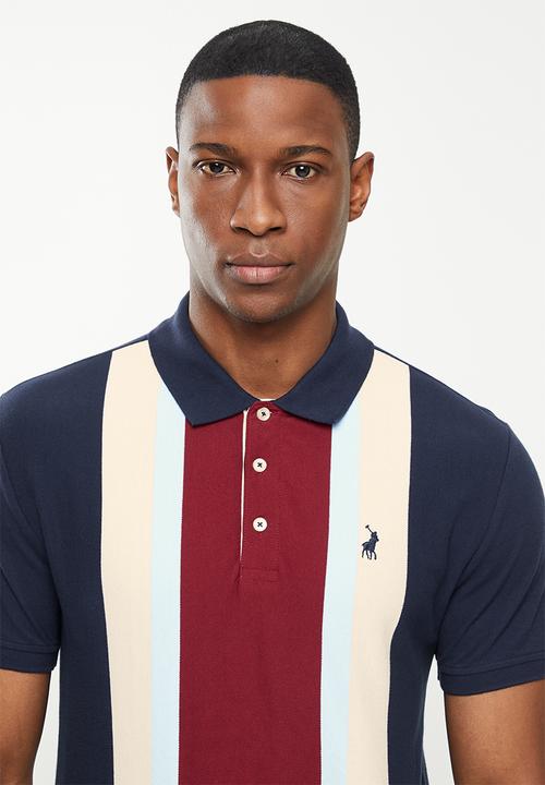 POLO - Mens vertical stripe short sleeve golfer - multi 