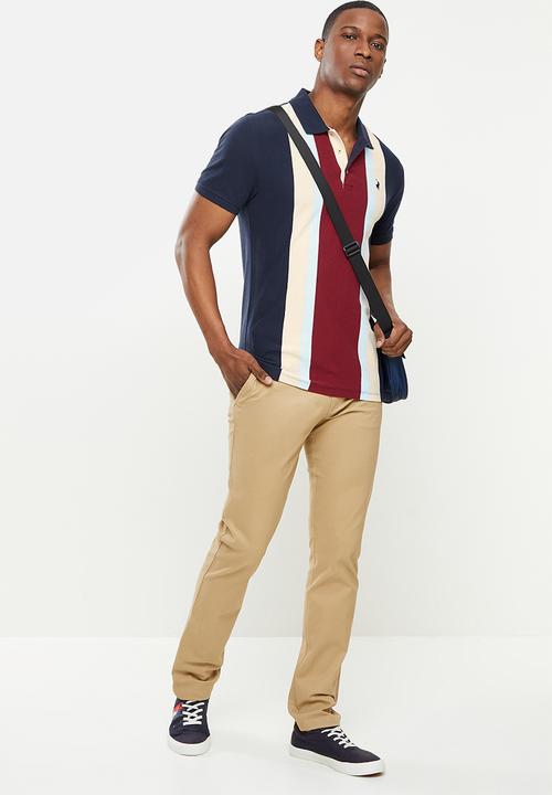POLO - Mens vertical stripe short sleeve golfer - multi 