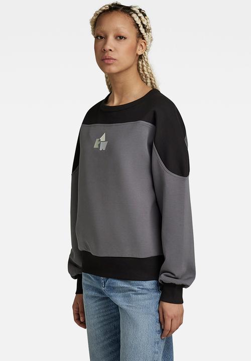 G-STAR - Graphic insert r sweat - granite/dk black color block
