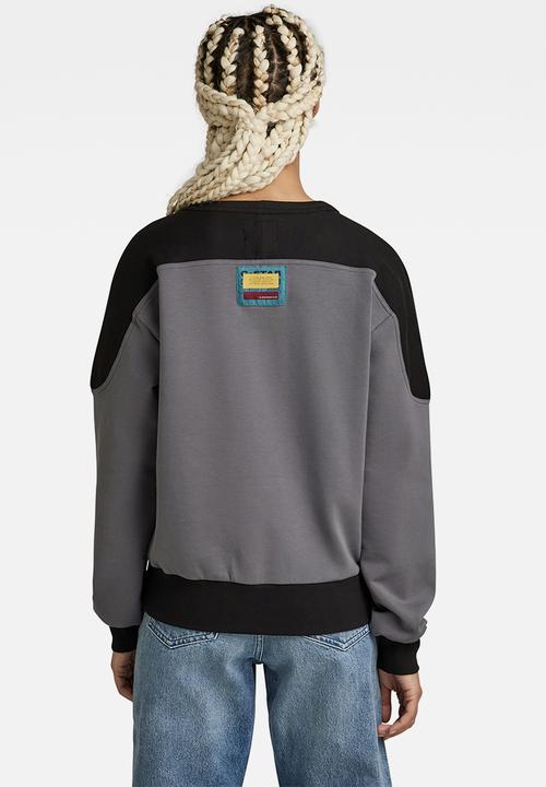 G-STAR - Graphic insert r sweat - granite/dk black color block