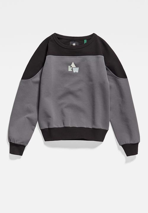 G-STAR - Graphic insert r sweat - granite/dk black color block