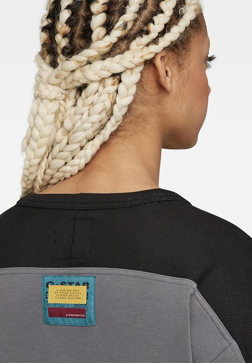 G-STAR - Graphic insert r sweat - granite/dk black color block