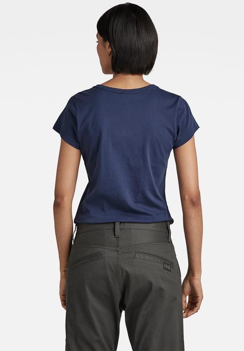 G-STAR - Eyben slim short sleeve v t - sartho blue