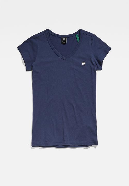G-STAR - Eyben slim short sleeve v t - sartho blue