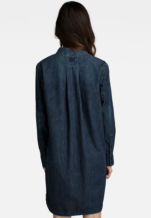 G-STAR - Millery v neck shirt dress - worn in riverblue