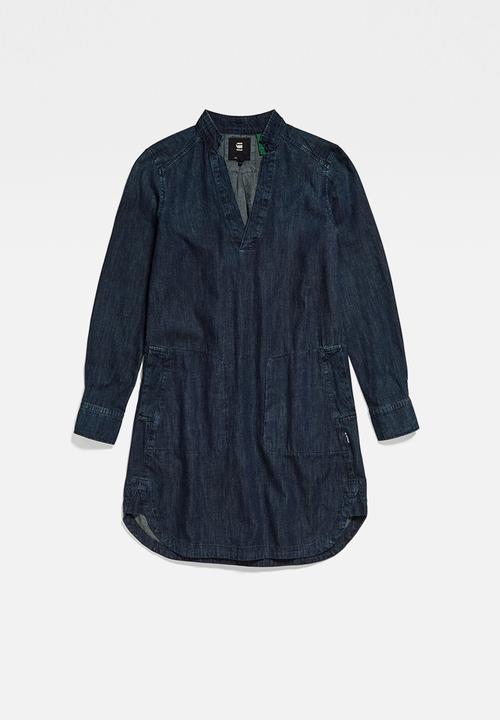 G-STAR - Millery v neck shirt dress - worn in riverblue