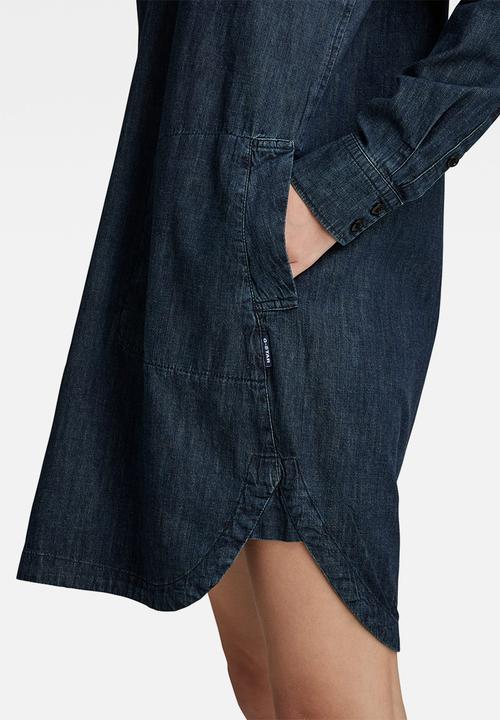 G-STAR - Millery v neck shirt dress - worn in riverblue