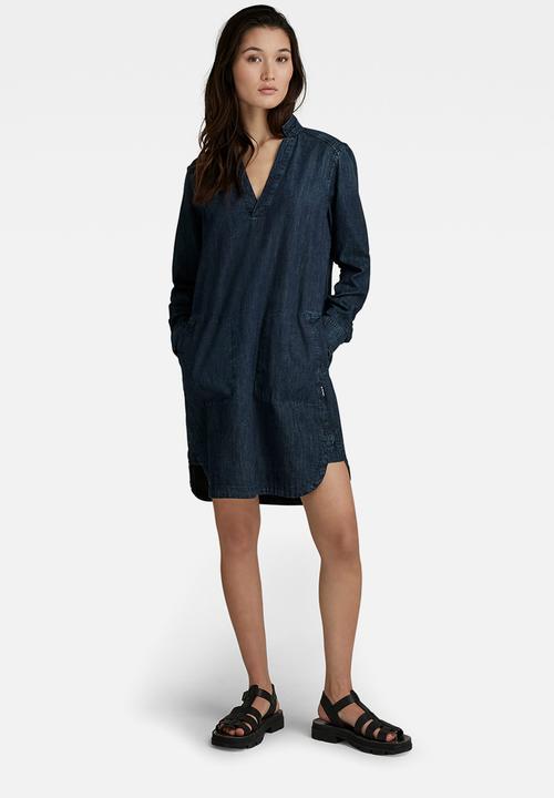 G-STAR - Millery v neck shirt dress - worn in riverblue