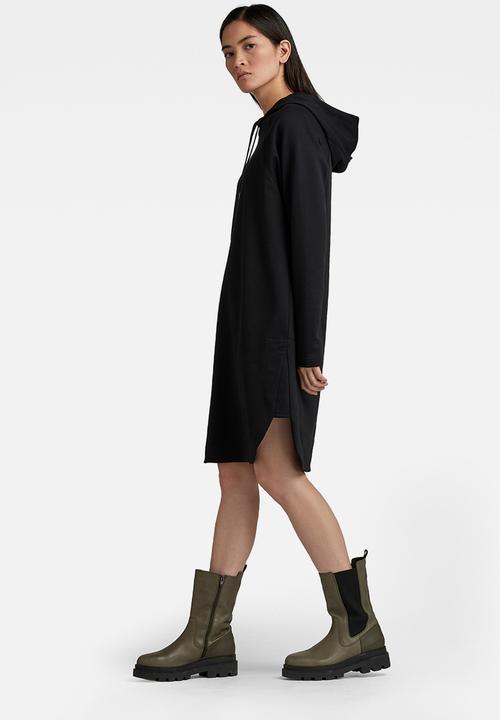 G-STAR - Graphic loose hooded sweater dress - black