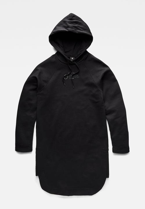 G-STAR - Graphic loose hooded sweater dress - black