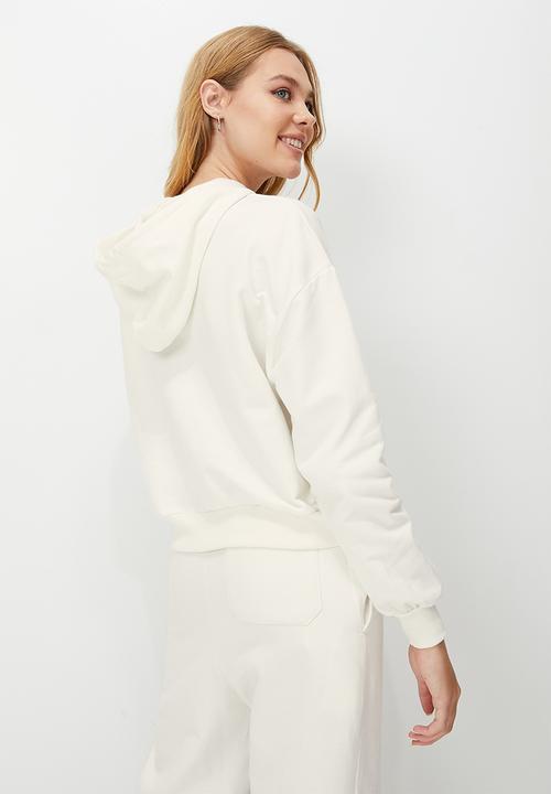 Blake - Co ord cropped hoodie - white