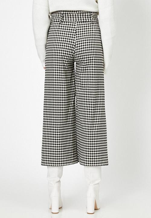 Koton - Medium rise belt detailed trousers - black & white