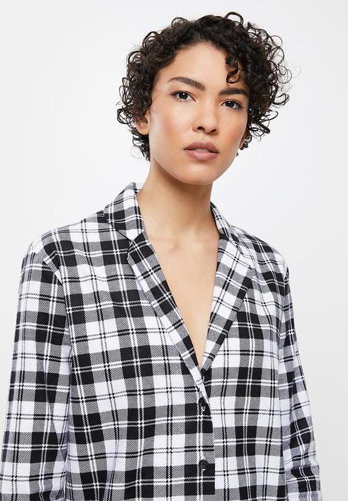 Superbalist - Flannel sleep shirt & pants - black check