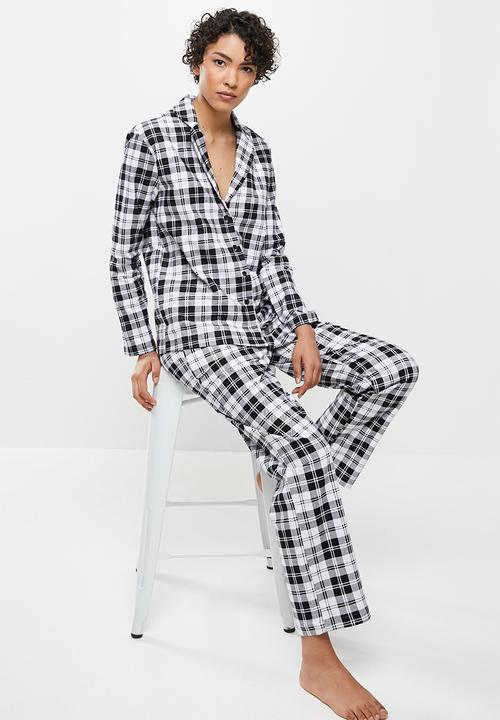 Superbalist - Flannel sleep shirt & pants - black check