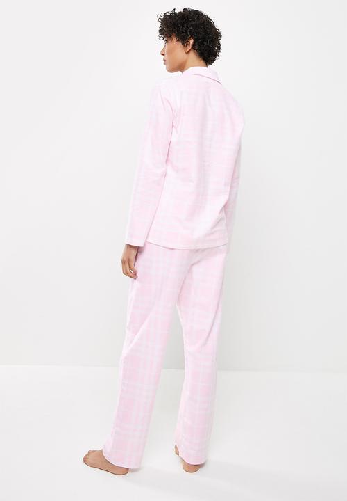 Superbalist - Flannel sleep shirt & pants - pink check
