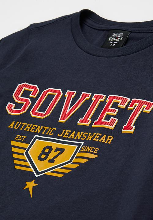 SOVIET - B decker boys long sleeve logo tee - navy