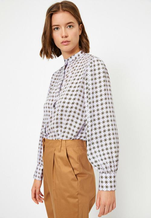 Koton - Button detailed patterned shirt - pale purple