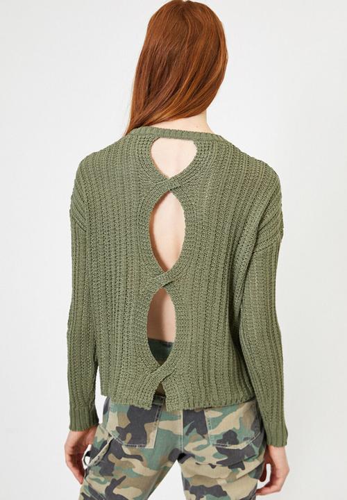 Koton - Crew neck long sleeve jumper - khaki