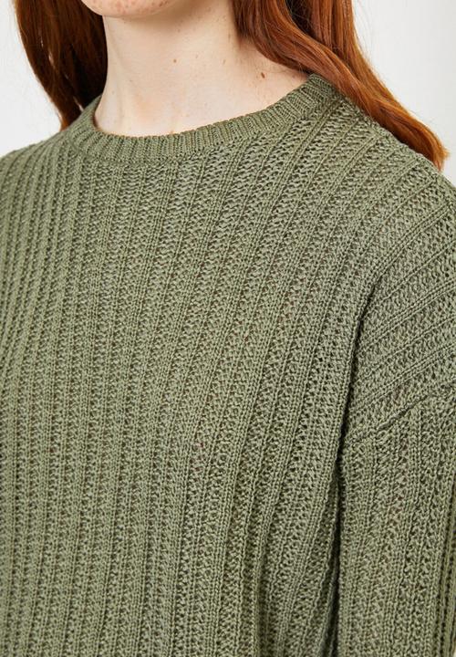 Koton - Crew neck long sleeve jumper - khaki