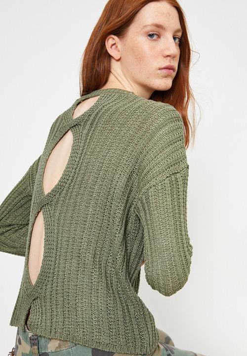 Koton - Crew neck long sleeve jumper - khaki