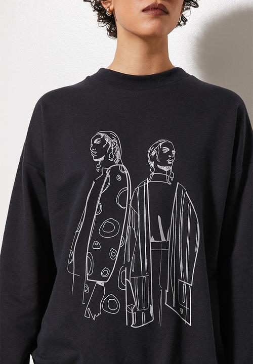 Superbalist - Graphic crew neck sweat - black