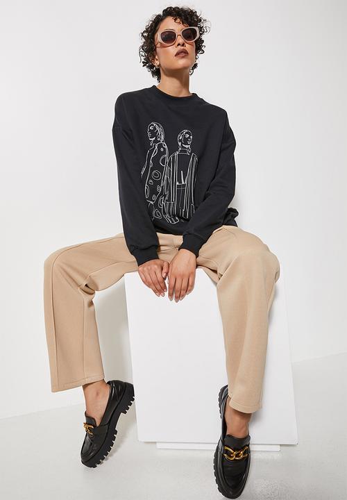 Superbalist - Graphic crew neck sweat - black