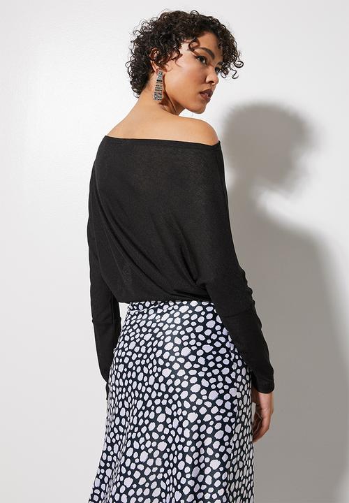 VELVET - Soft touch draped off the shoulder top - black