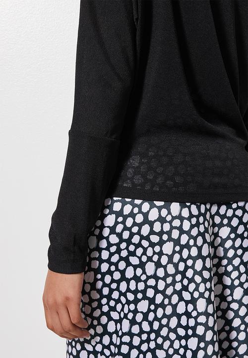 VELVET - Soft touch draped off the shoulder top - black