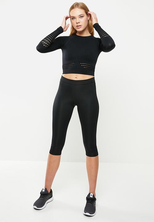 Trendyol - Crop seamless sport blouse  - black