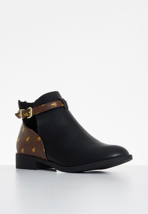 POLO - Monogram cut out ankle boot - brown