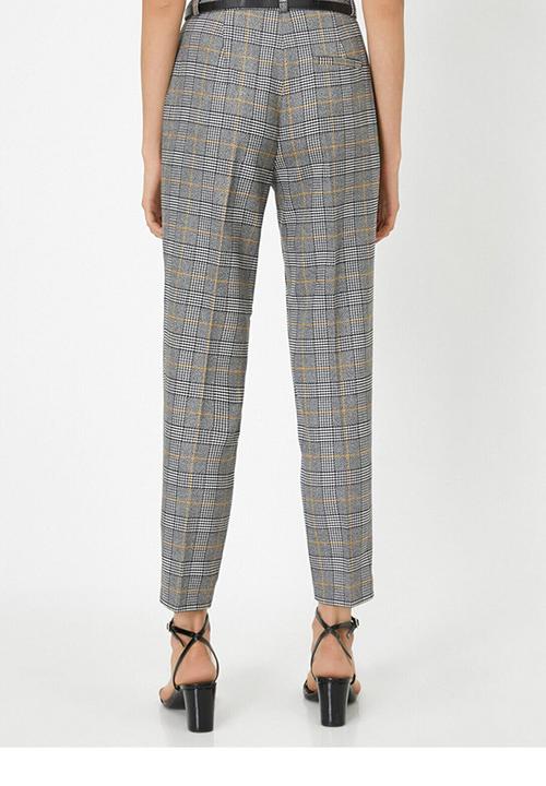 Koton - Normal waist pocket detailed checked trousers - grey 