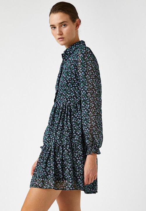 Koton - Long sleeve buttoned mini dress - multi