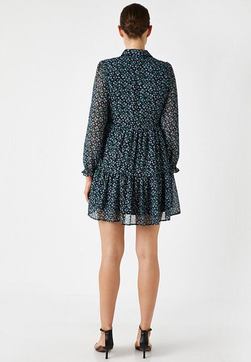 Koton - Long sleeve buttoned mini dress - multi