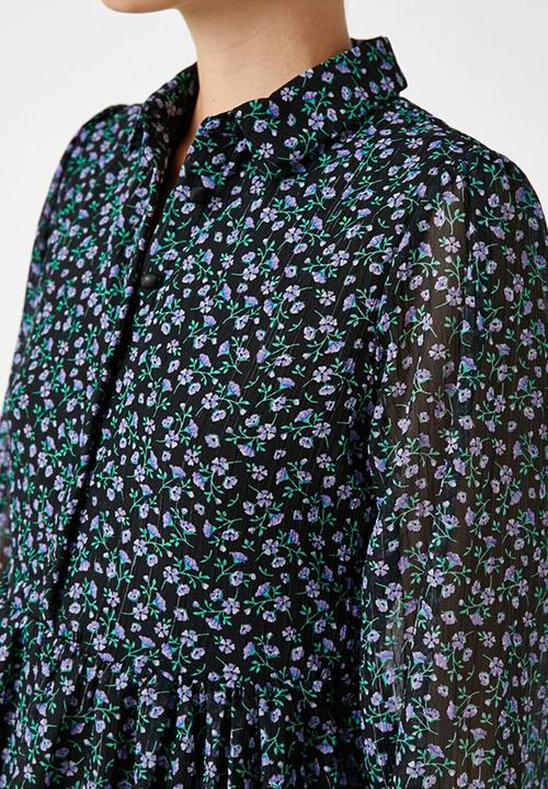Koton - Long sleeve buttoned mini dress - multi