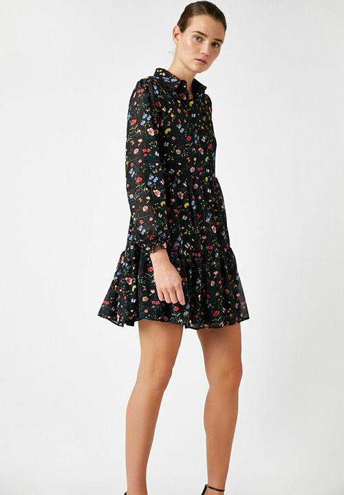 Koton - Shirt neck mini dress - black