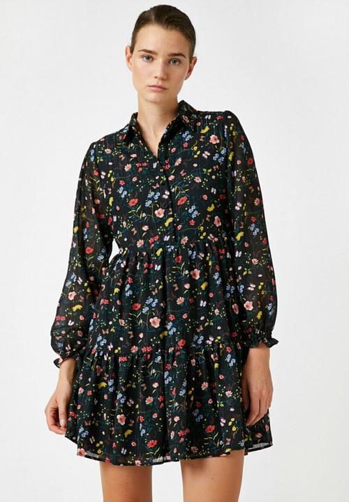 Koton - Shirt neck mini dress - black