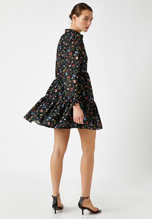 Koton - Shirt neck mini dress - black